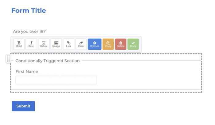 conditional triggered forms